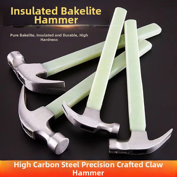 Kandžinis plaktukas su izoliuota rankena, neslystantis laikiklis, magnetas nagų išėmimui, kompaktiškas staliaus plaktukas, aukštos anglies plieno galva