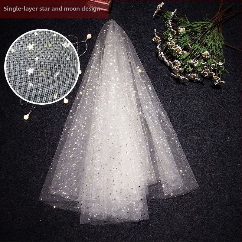 Воал и украса за глава, ултра фееричен стил, кратък моден проп за снимки от инфлуенсър, булчинско основно сватбено облекло, Марка Unique • Налично в склада • Лято 2021