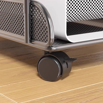 Dvoetažni metalni mobilni stalak za računalo s kotačićima – stolni skladišni stalak