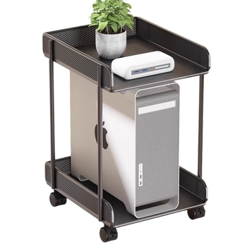 Dvoetažni metalni mobilni stalak za računalo s kotačićima – stolni skladišni stalak