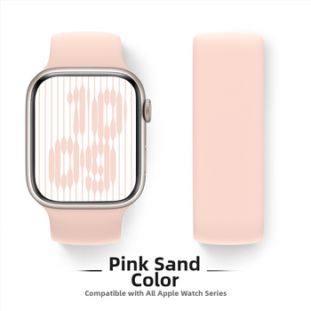 Silikona siksna Apple Watch, viencilpju dizains, saderīgs ar Series 9/8/7/6/SE, sprādze, svars 15 g, izlaidums 2024