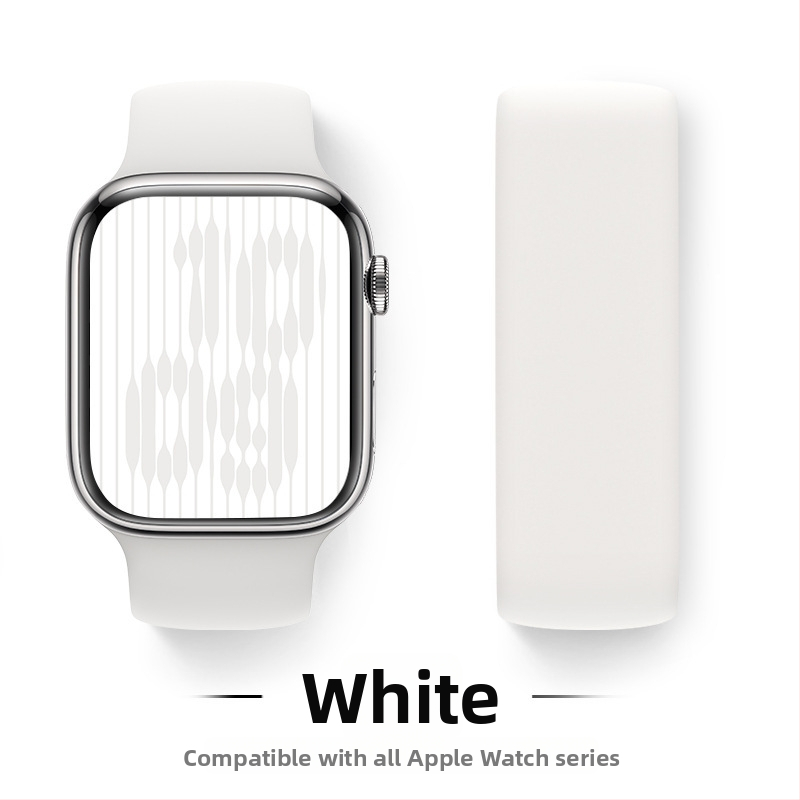 Silikona siksna Apple Watch, viencilpju dizains, saderīgs ar Series 9/8/7/6/SE, sprādze, svars 15 g, izlaidums 2024