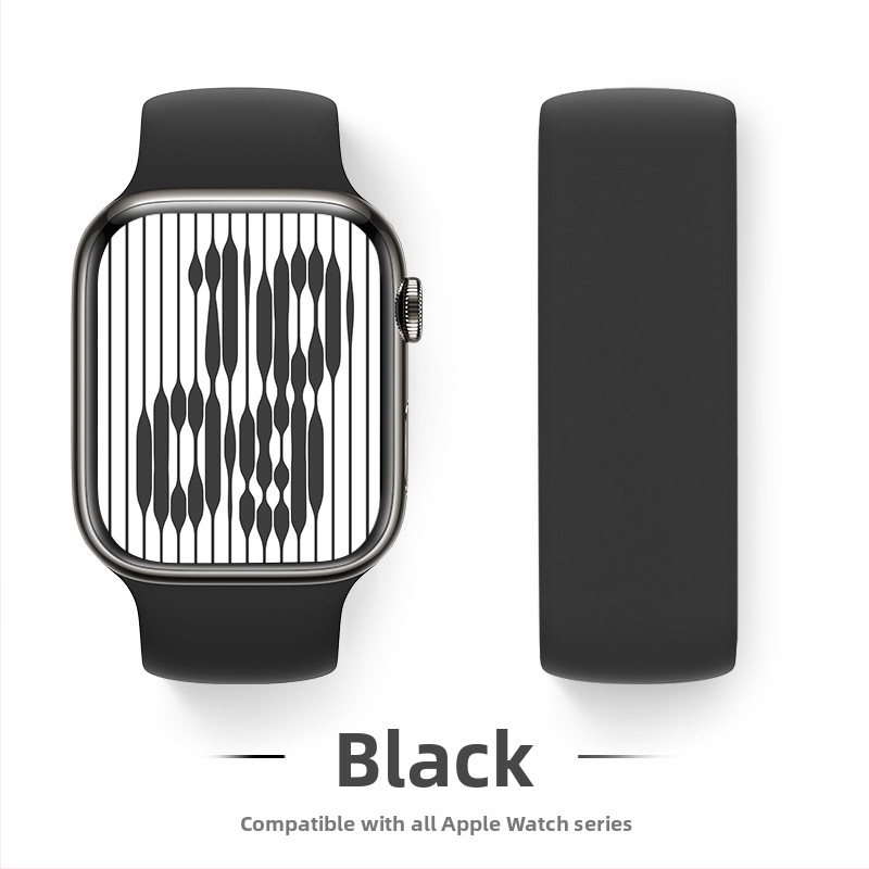 Silikona siksna Apple Watch, viencilpju dizains, saderīgs ar Series 9/8/7/6/SE, sprādze, svars 15 g, izlaidums 2024