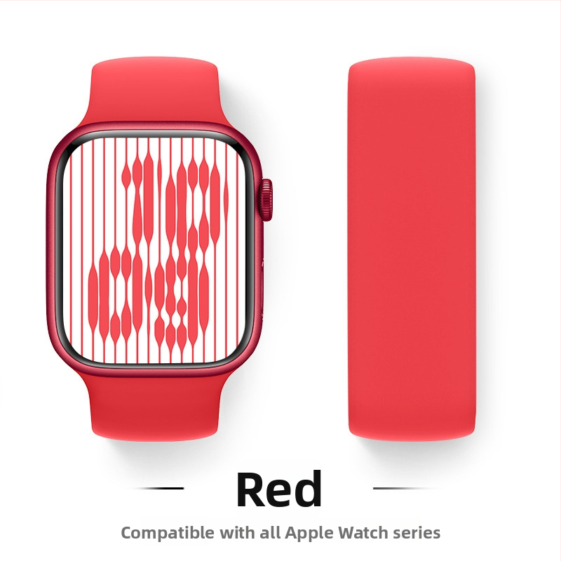 Silikona siksna Apple Watch, viencilpju dizains, saderīgs ar Series 9/8/7/6/SE, sprādze, svars 15 g, izlaidums 2024