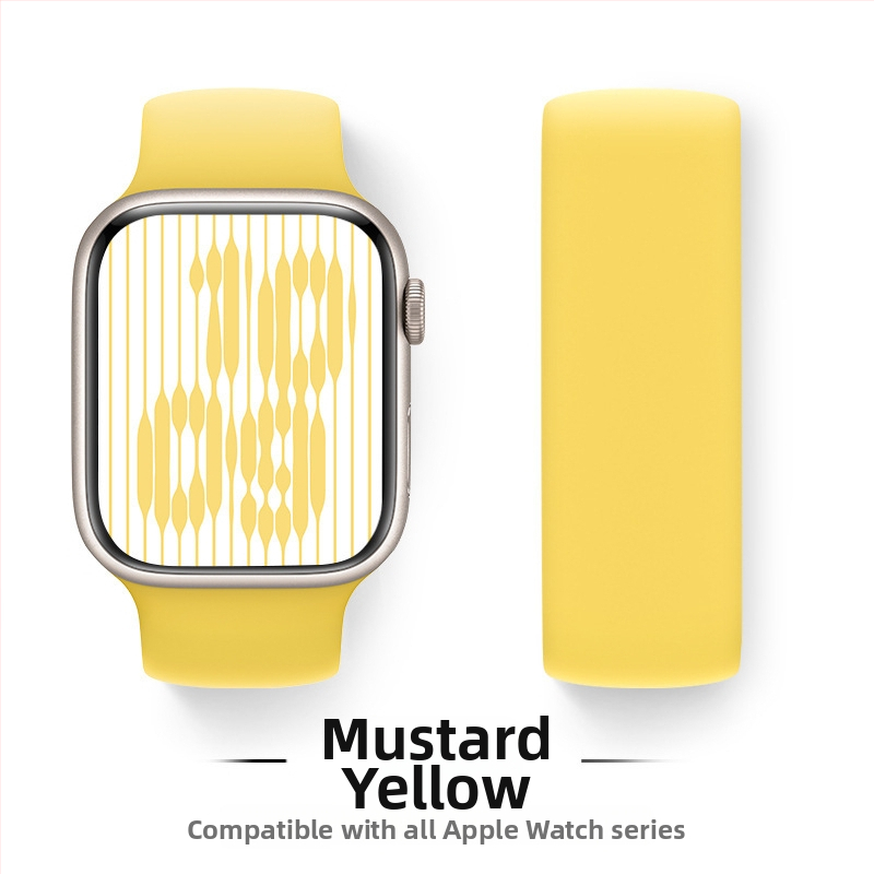 Silikona siksna Apple Watch, viencilpju dizains, saderīgs ar Series 9/8/7/6/SE, sprādze, svars 15 g, izlaidums 2024