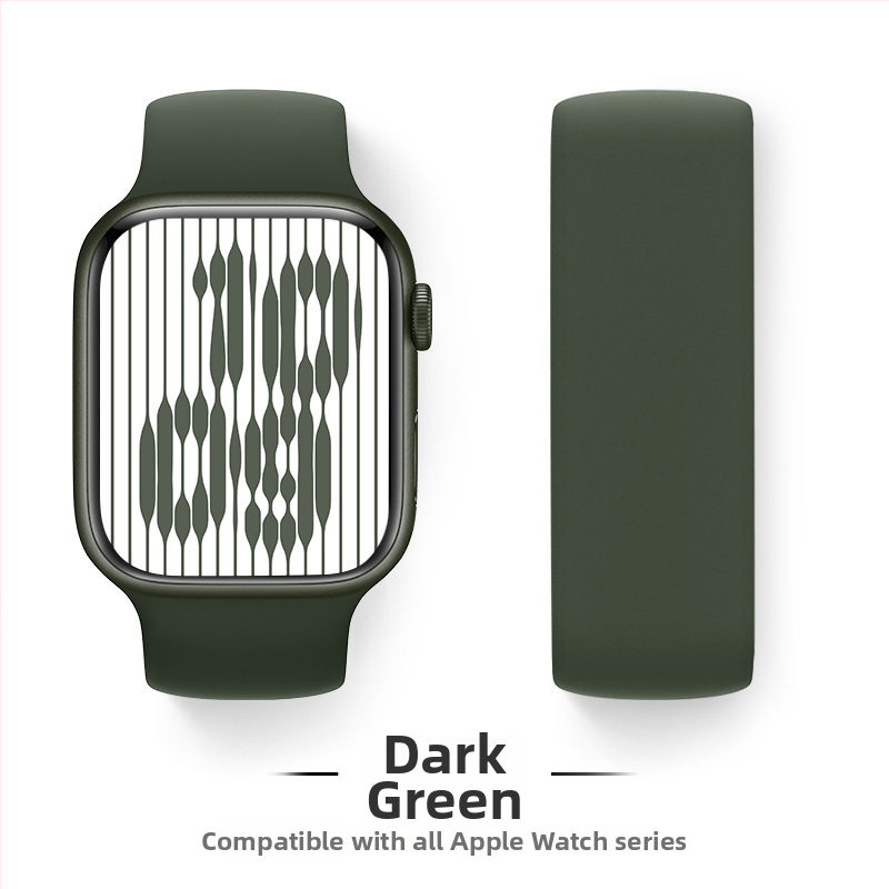 Silikona siksna Apple Watch, viencilpju dizains, saderīgs ar Series 9/8/7/6/SE, sprādze, svars 15 g, izlaidums 2024