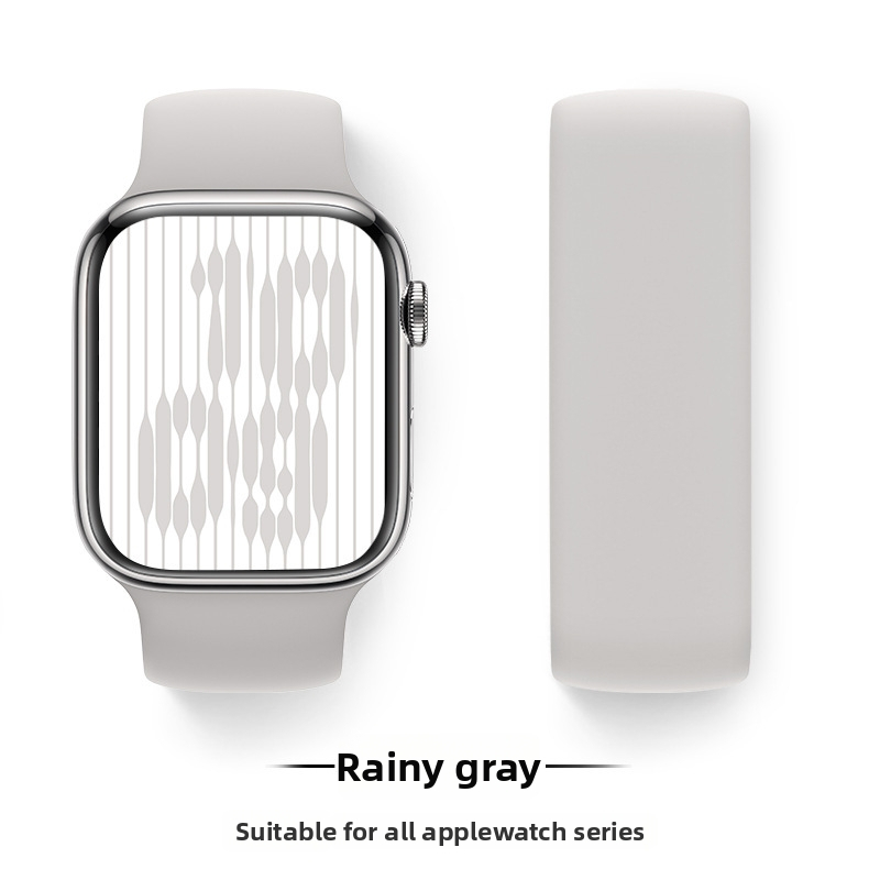 Silikona siksna Apple Watch, viencilpju dizains, saderīgs ar Series 9/8/7/6/SE, sprādze, svars 15 g, izlaidums 2024