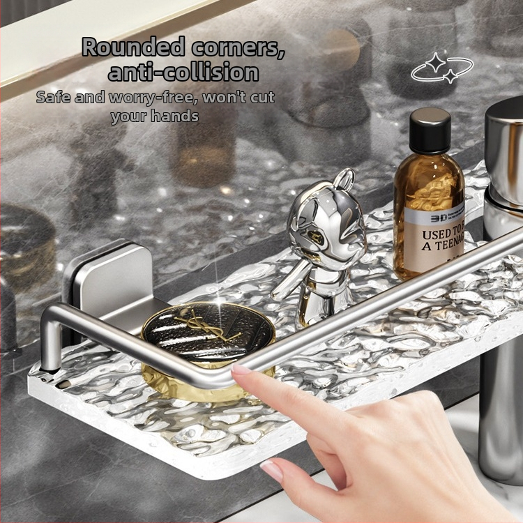 Alumiiniumsulamist vannitoa hoiukast, puurimata, liivapritsviimistlus, peegli ette paigaldatav, koormus 40 Jin, üks riiul