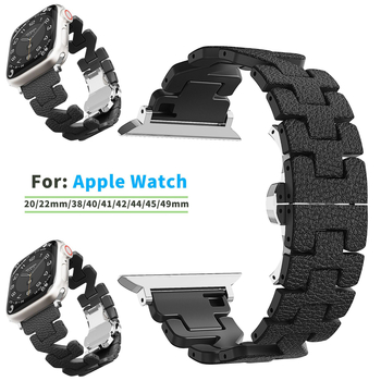 Brățară pentru Apple Watch, textură de piele, model în formă de Z, material PC