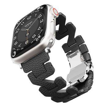 Brățară pentru Apple Watch, textură de piele, model în formă de Z, material PC