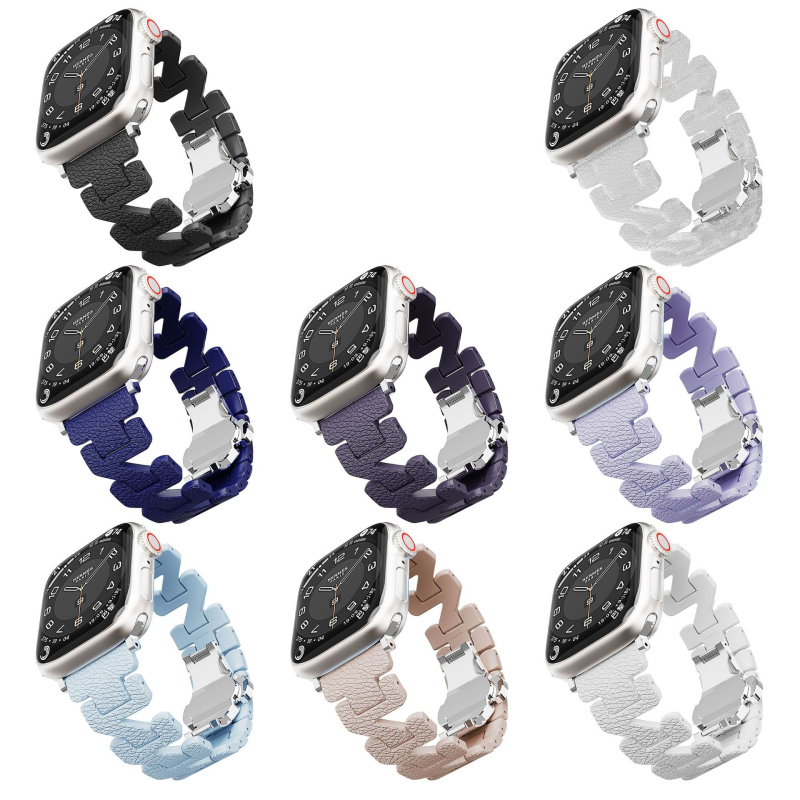 Brățară pentru Apple Watch, textură de piele, model în formă de Z, material PC