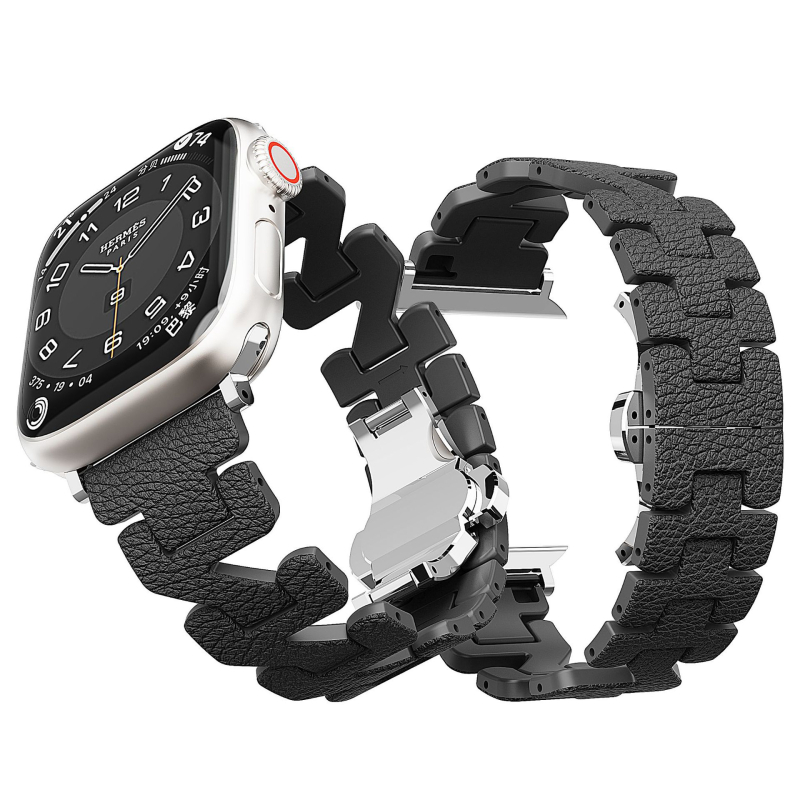 Brățară pentru Apple Watch, textură de piele, model în formă de Z, material PC