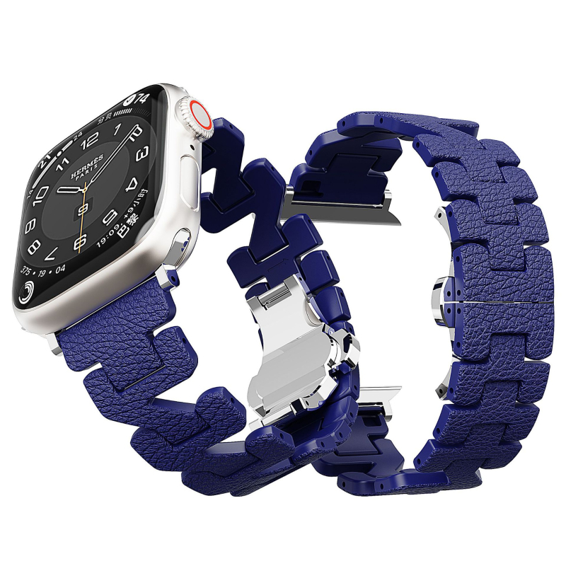 Brățară pentru Apple Watch, textură de piele, model în formă de Z, material PC