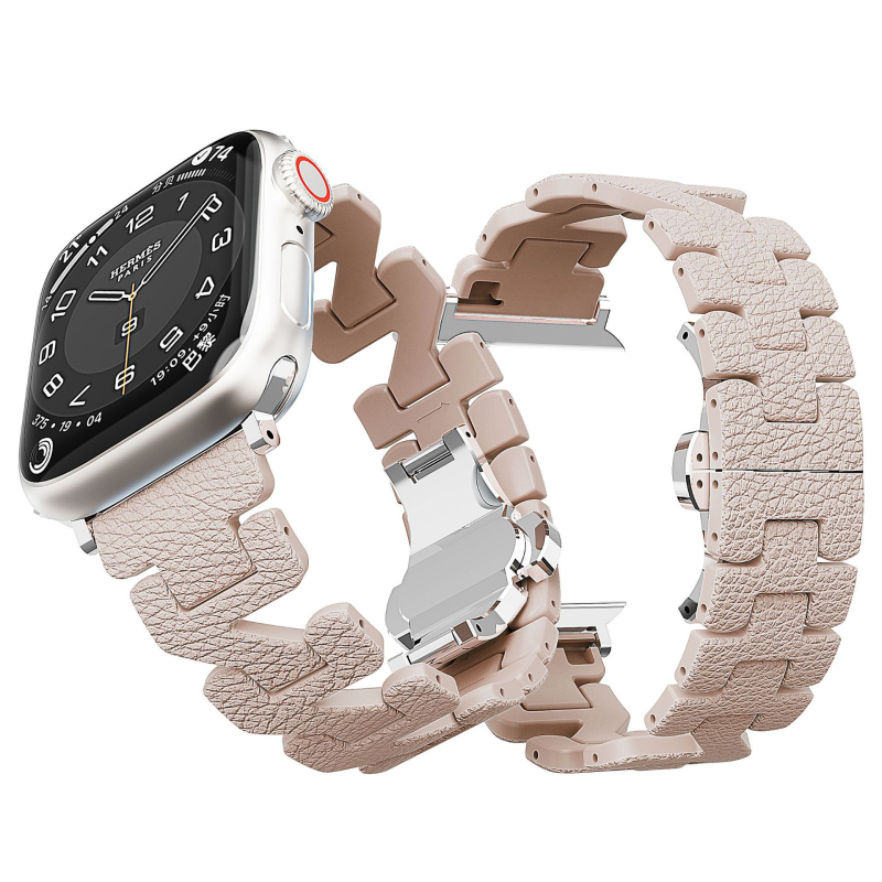 Brățară pentru Apple Watch, textură de piele, model în formă de Z, material PC