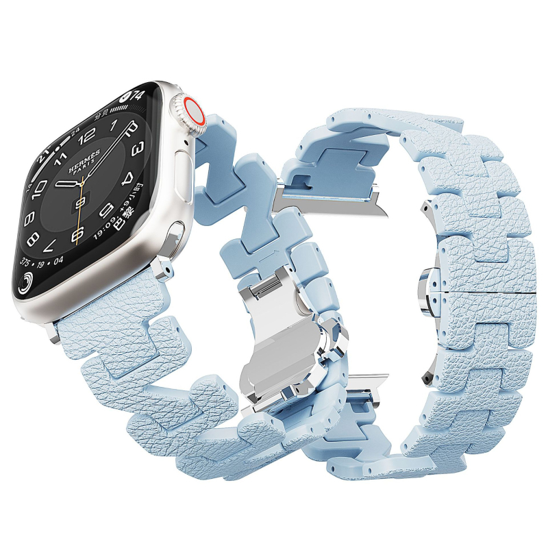 Brățară pentru Apple Watch, textură de piele, model în formă de Z, material PC