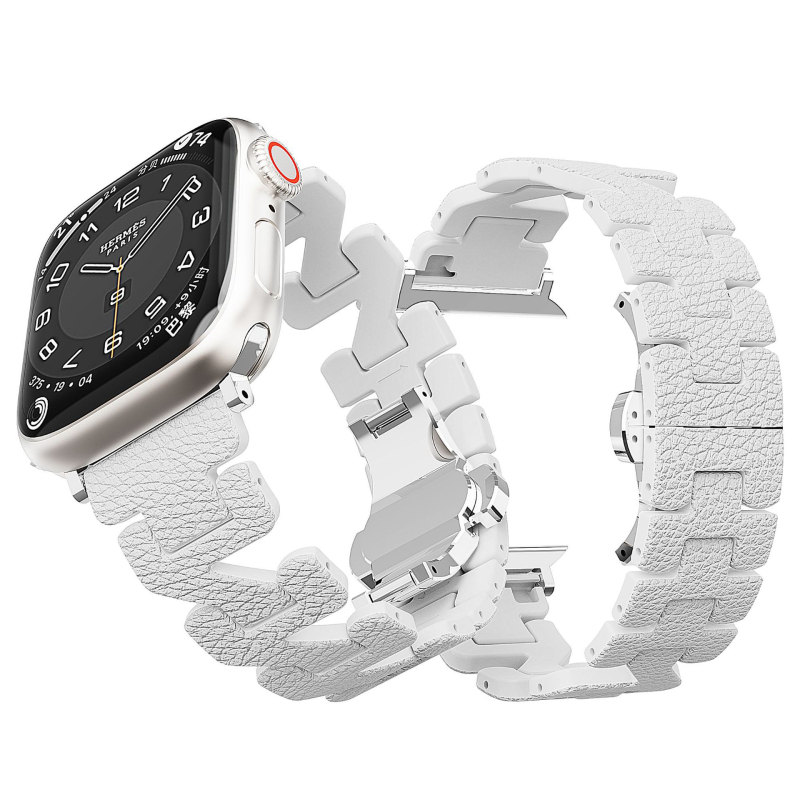 Brățară pentru Apple Watch, textură de piele, model în formă de Z, material PC