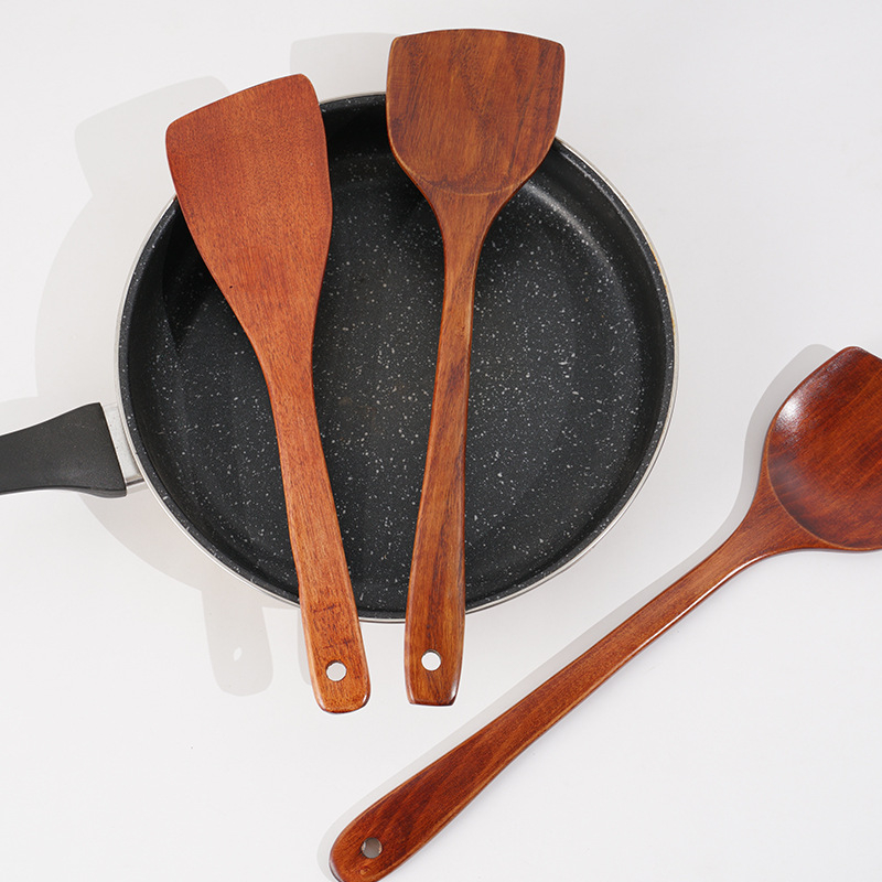 Koka ēdiena gatavošanas lāpstiņa nepieķepjošām pannām, anti-slīdēšana, anti-apdedzināšana, koks, logotipa druka, pielāgošana, privātā zīmola iespēja