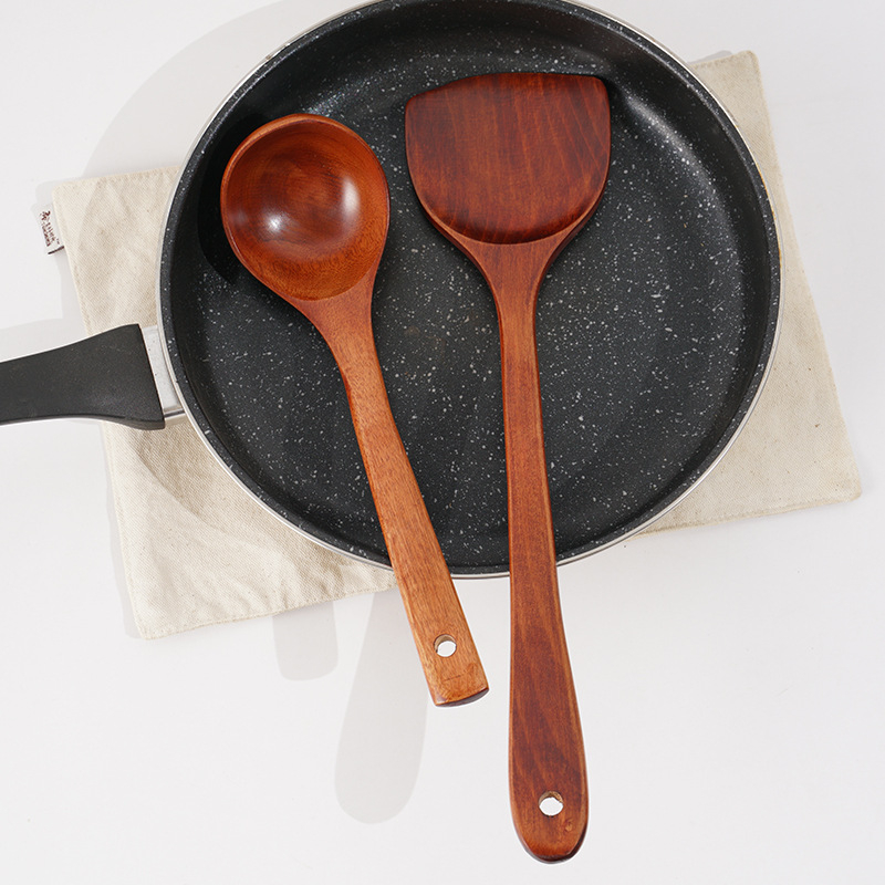 Koka ēdiena gatavošanas lāpstiņa nepieķepjošām pannām, anti-slīdēšana, anti-apdedzināšana, koks, logotipa druka, pielāgošana, privātā zīmola iespēja