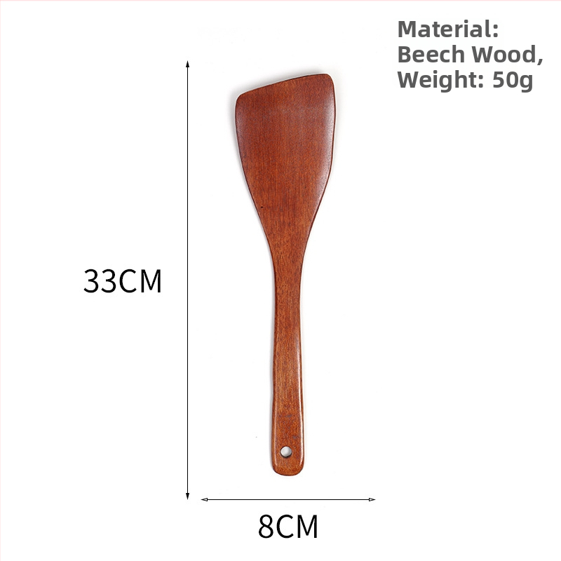 Koka ēdiena gatavošanas lāpstiņa nepieķepjošām pannām, anti-slīdēšana, anti-apdedzināšana, koks, logotipa druka, pielāgošana, privātā zīmola iespēja