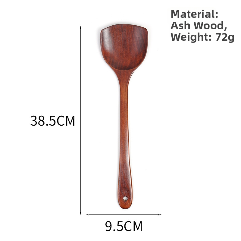 Koka ēdiena gatavošanas lāpstiņa nepieķepjošām pannām, anti-slīdēšana, anti-apdedzināšana, koks, logotipa druka, pielāgošana, privātā zīmola iespēja