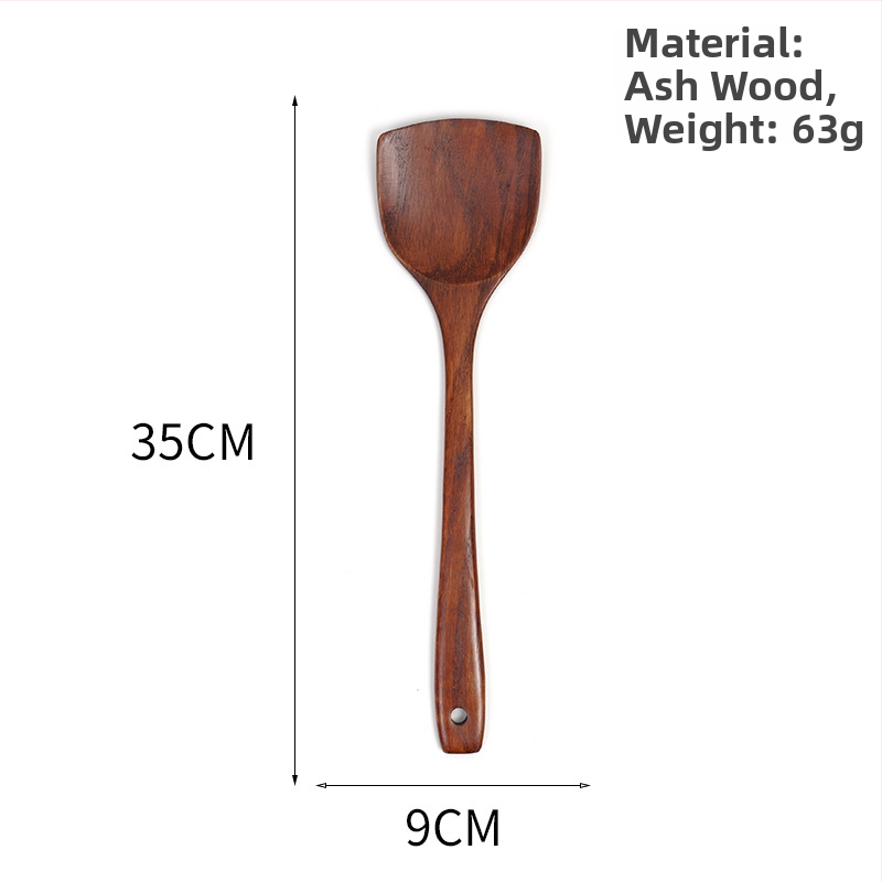 Koka ēdiena gatavošanas lāpstiņa nepieķepjošām pannām, anti-slīdēšana, anti-apdedzināšana, koks, logotipa druka, pielāgošana, privātā zīmola iespēja