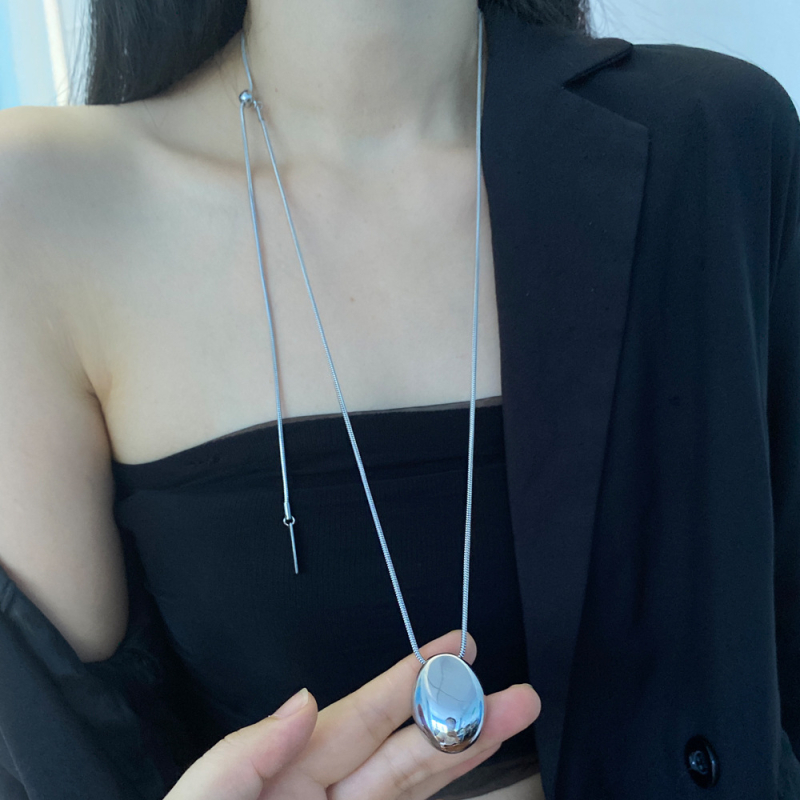 Colier din aliaj cu lanț din bambus, pandantiv din oțel inoxidabil, stil vânt rece, tendință de personalitate