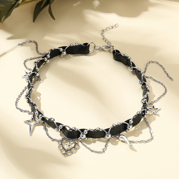 Lanac za ključnu kost s geometrijskim dizajnom, elektroplatirano, privjesak od legure