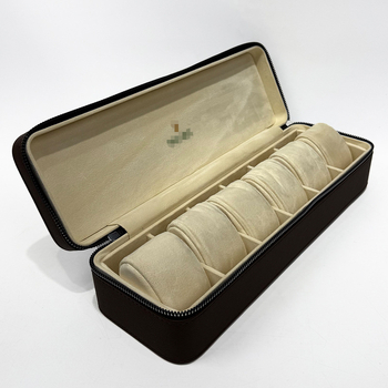 Kutija za pohranu satova, 6 pretinaca, prijenosna PU koža, zatvarač, zaštita od prašine, otpornost na pad