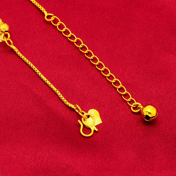 Brățară de gleznă cu inimă goală, ciucuri cu clopot, cupru placat cu finisaj aur 24k, stil simplu pentru femei, vară