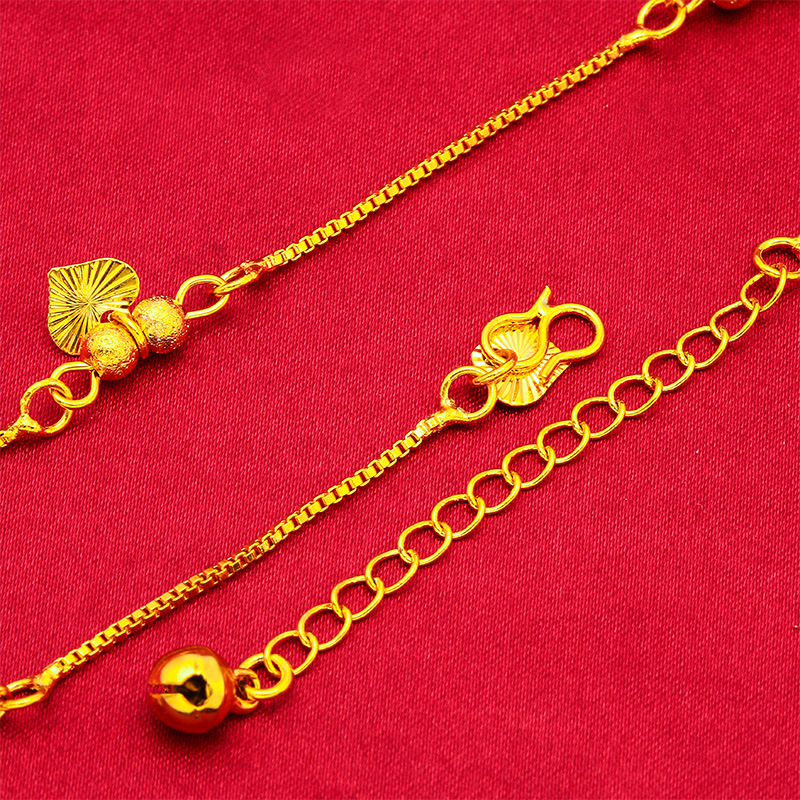 Brățară de gleznă cu inimă goală, ciucuri cu clopot, cupru placat cu finisaj aur 24k, stil simplu pentru femei, vară