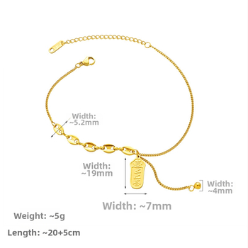 Глезенна гривна от титиева стомана, с късметлив символ, национален стил, дамска бижутерия, лято 2024