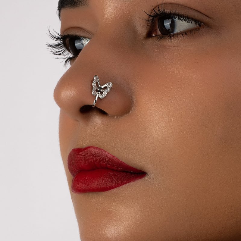 Κλιπ μύτης σε σχήμα U με σχέδιο πεταλούδας, χαλκός, ηλεκτροεπίχρυση, κοσμήματα για τη μύτη