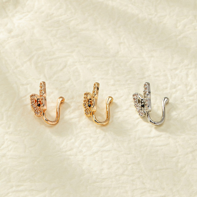 U formas deguna aizdaure ar tauriņa dizainu, vara, elektroplātēšana