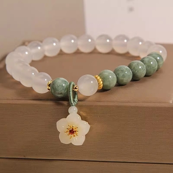 Brățară cu pandantiv în formă de floare, cristal natural/pietre semiprețioase, design original bijuterii