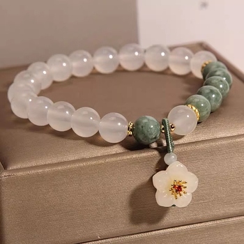 Brățară cu pandantiv în formă de floare, cristal natural/pietre semiprețioase, design original bijuterii