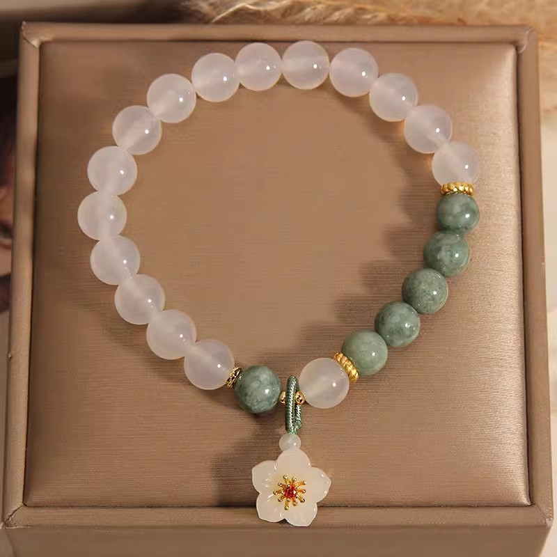 Brățară cu pandantiv în formă de floare, cristal natural/pietre semiprețioase, design original bijuterii