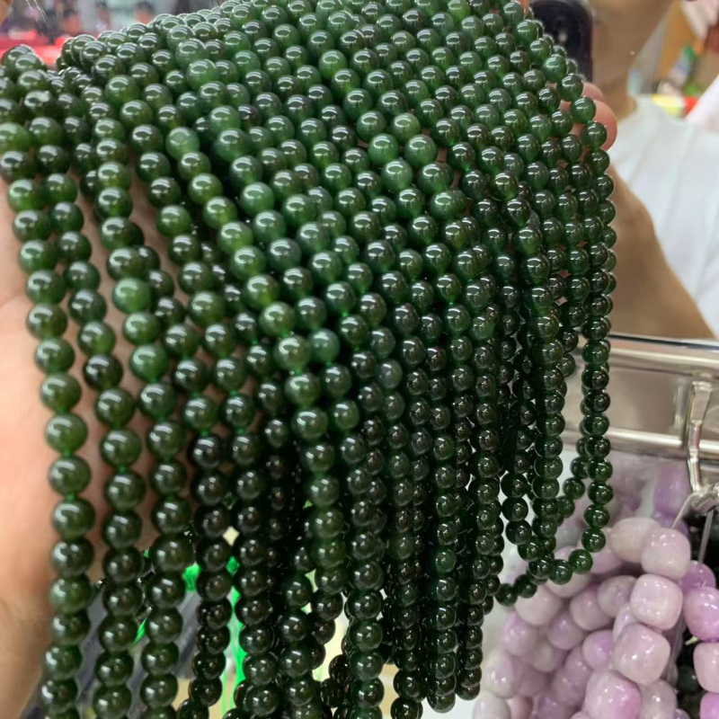 Budističke perle od Hetian Jade Jasper, polirane okrugle perle, prirodni kamen, čistoća VS, viseći ukras