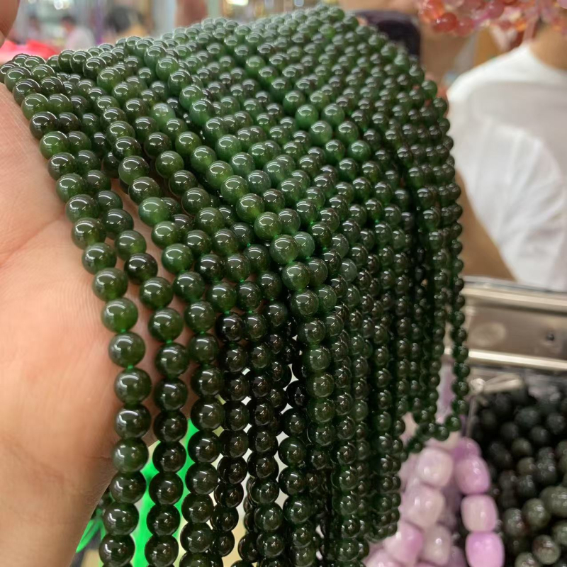 Budističke perle od Hetian Jade Jasper, polirane okrugle perle, prirodni kamen, čistoća VS, viseći ukras