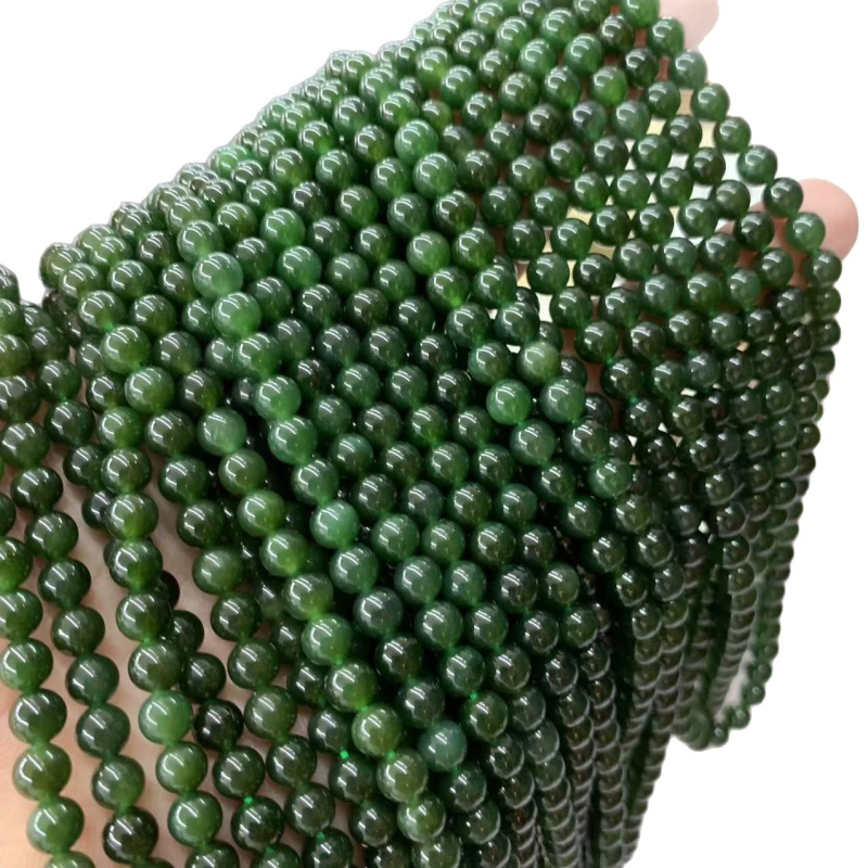 Budističke perle od Hetian Jade Jasper, polirane okrugle perle, prirodni kamen, čistoća VS, viseći ukras