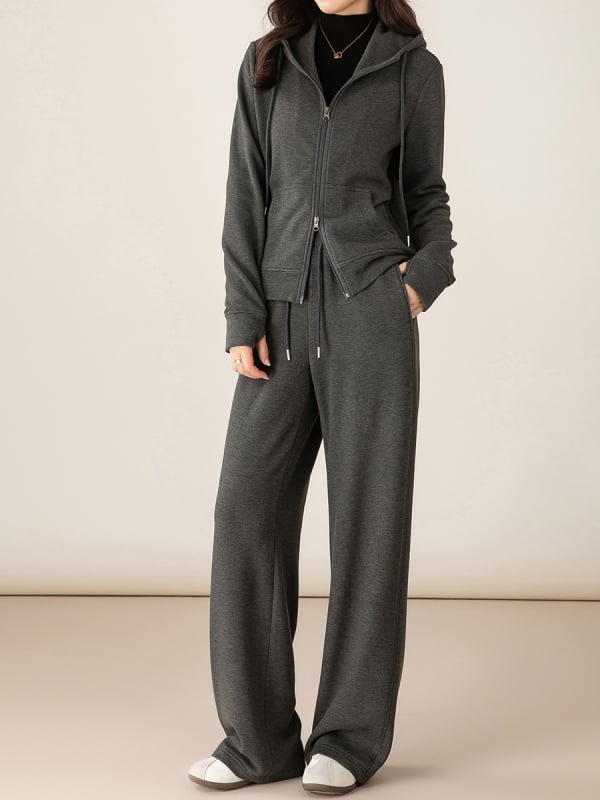 Xinge set sport feminin din imitație de cașmir, două piese cu hanorac și pantaloni, iarna 2025, stil casual japonez-coreean, croi lejer, viscoză 30–50% și acrilic până la 30%