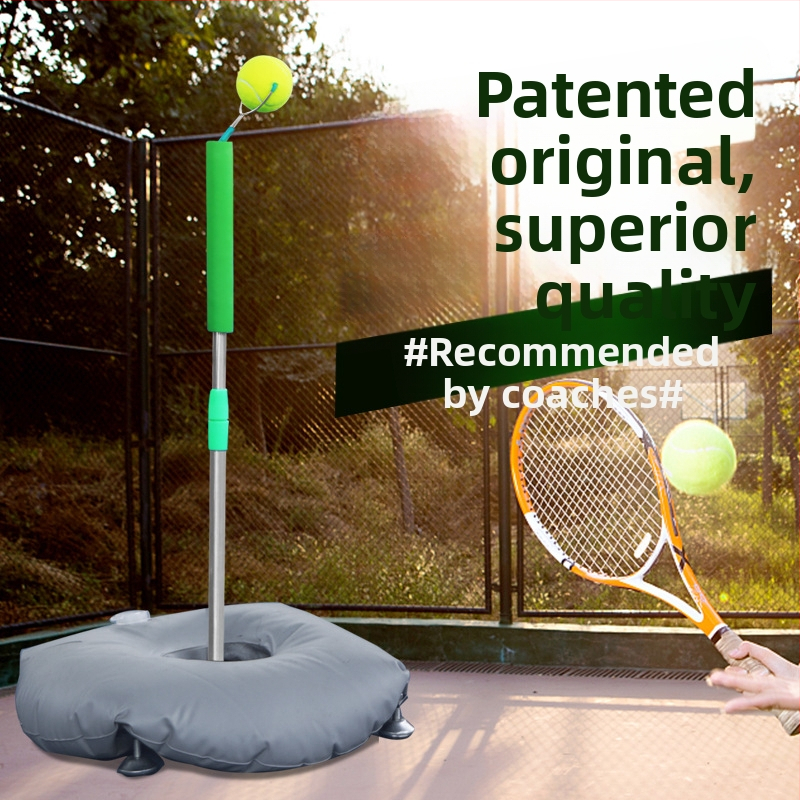 Prenosný samostatný tenisový tréner so záťažovým základom — Xu Kasi; Materiály: nerezová oceľ, PVC; Kategória: Tenis; Vhodné pre: fitnes vybavenie, tenis a ďalšie loptičkové hry