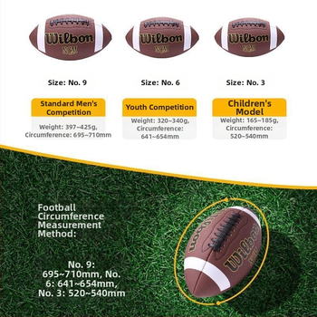 Amerikietiškas futbolas – standartiška žaidimo kamuolys, PP medžiaga, mašininis siuvimas, regbio kategorija, be pritaikymo