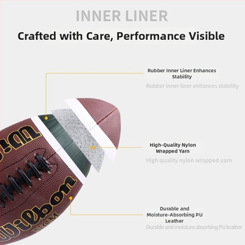 Amerikietiškas futbolas – standartiška žaidimo kamuolys, PP medžiaga, mašininis siuvimas, regbio kategorija, be pritaikymo