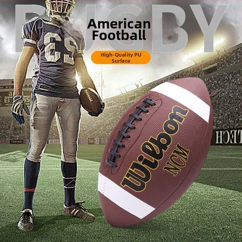 Amerikietiškas futbolas – standartiška žaidimo kamuolys, PP medžiaga, mašininis siuvimas, regbio kategorija, be pritaikymo