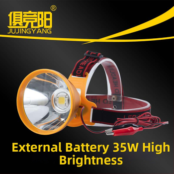 Fejre szerelhető horgász lámpa, LED 35W, külső 12V akkumulátor, kézi hajtású energiaellátás, hatótávolság több mint 500 m