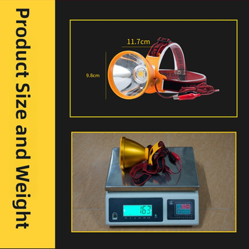 Fejre szerelhető horgász lámpa, LED 35W, külső 12V akkumulátor, kézi hajtású energiaellátás, hatótávolság több mint 500 m