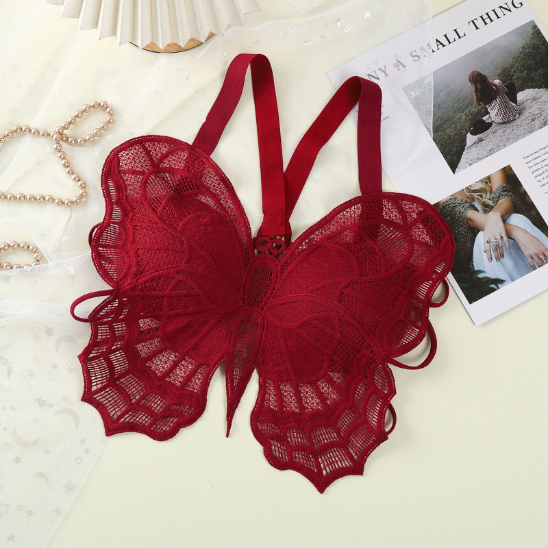 Nėrinių kamšelis su fiksuotomis taurėmis, vamzdelio tipo viršus, gražus nugaros dizainas, anti-ekspozicija, 100% poliesteris