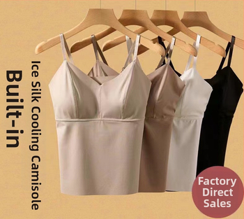 Ice Silk palaidinė su V iškirpte ir integruota krūties pagalvėlė, nailonas, Chest wrap/tube top, 3/4 puodelio, plonas formuotas puodeliai