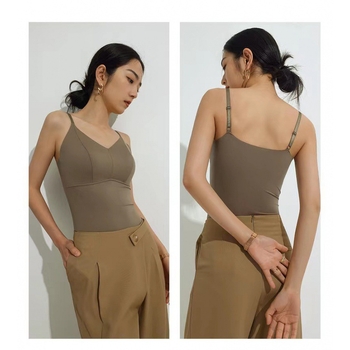 Ice Silk palaidinė su V iškirpte ir integruota krūties pagalvėlė, nailonas, Chest wrap/tube top, 3/4 puodelio, plonas formuotas puodeliai