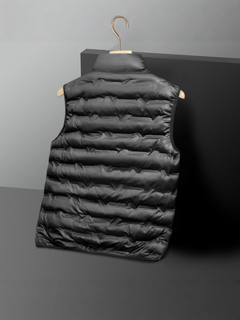 Muška zimska vest s stojećim ovratnikom, zatvaračem, debela poliester tkanina, jednostavno boja